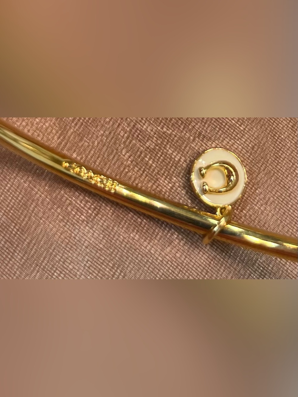 Coach Gold Tone Signature C Charm Bangle Bracelet - Picture 8 of 8